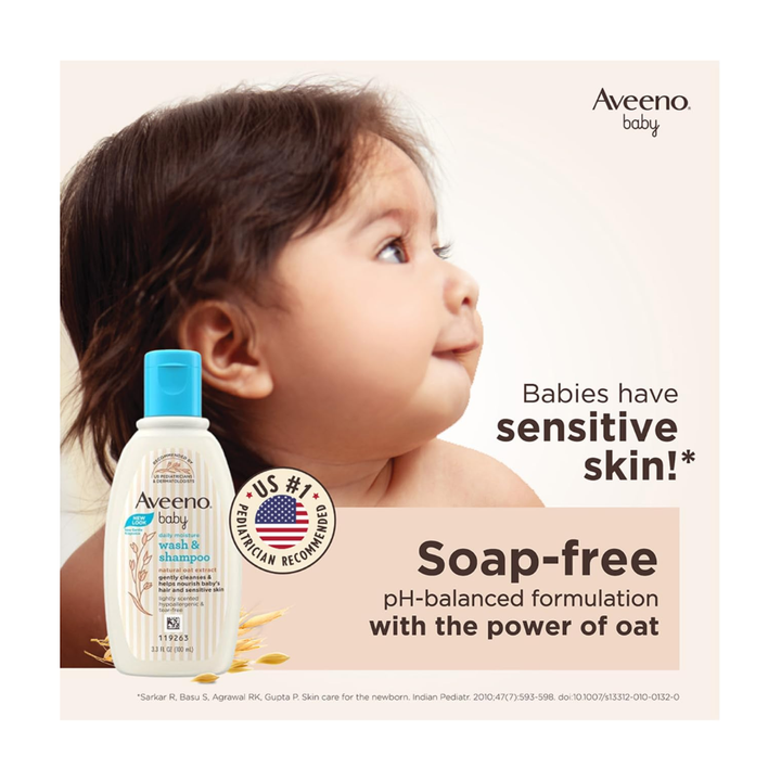 Aveeno Baby Daily Moisture Wash and Shampoo - 100ml