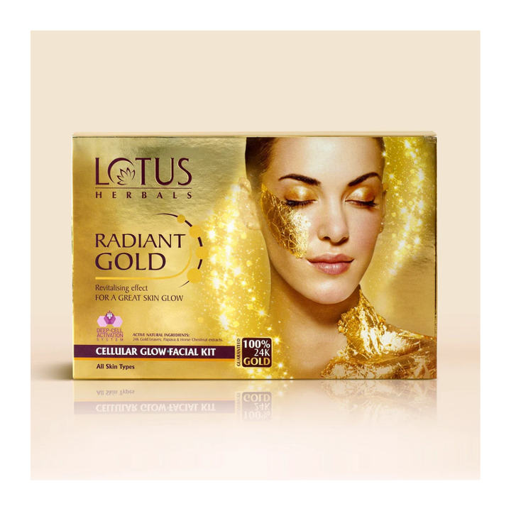 Lotus Herbals Radiant Gold Cellular Glow Facial Kit 4 In 1