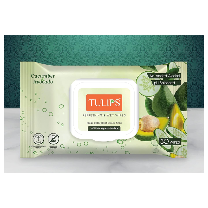 Tulips Refreshing Wet Wipes Cucumber Avocado With LID  1x30