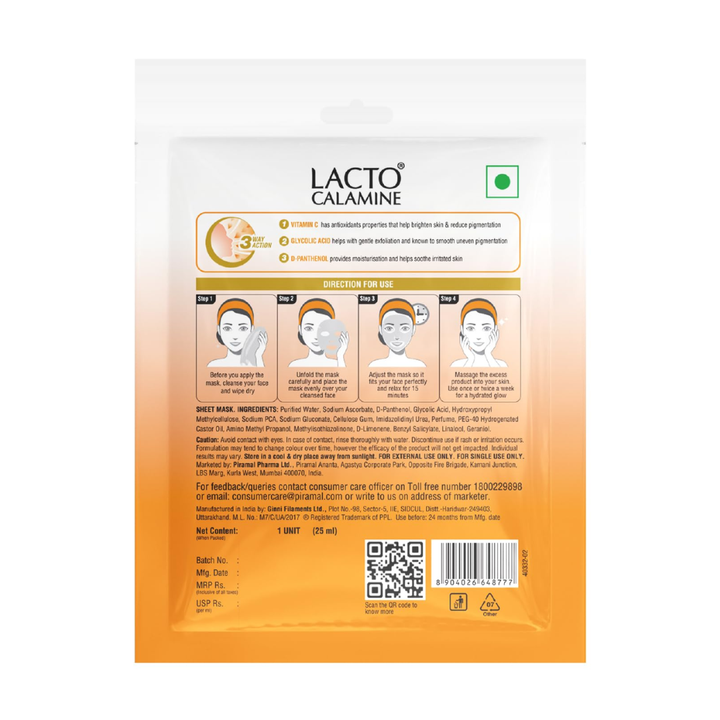 Lacto Calamine Face Serum Sheet Mask Vitamin C - 25ml