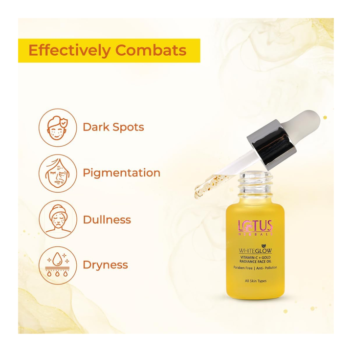 Lotus Herbals WhiteGlow Vitamin C and Gold Radiance Face Oil - 15ml