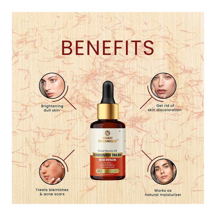 Khadi Organique Kumkumadi Facial Beauty Oil - 15ml