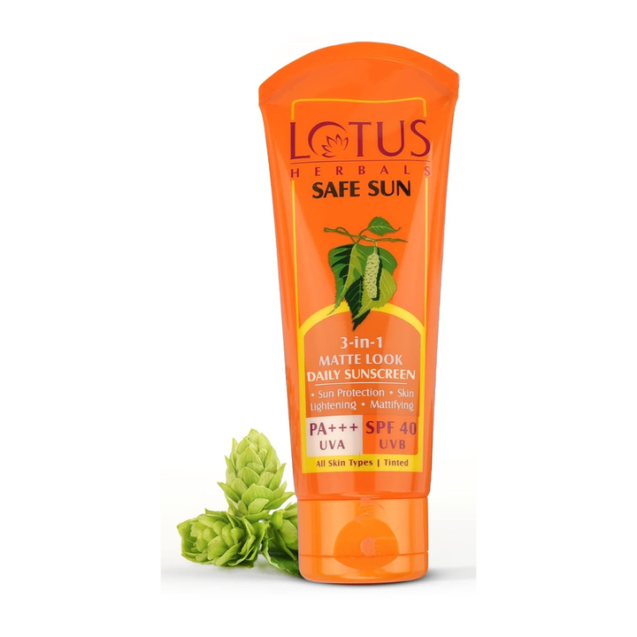 Lotus Herbals Safe Sun 3 in 1 Matte Look Daily Sunblock Cream SPF 40 PA+++  - 100gm