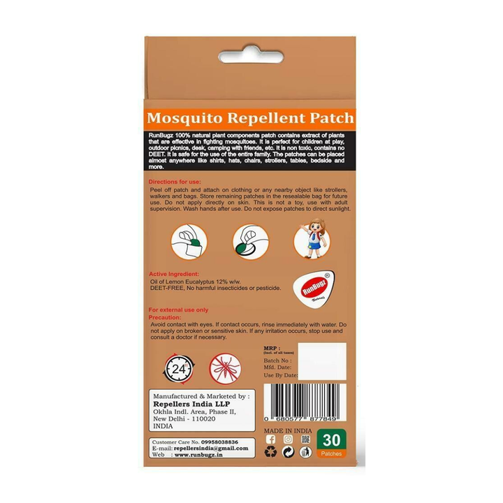 Runbugz Anti Mosquito Patch Printed Assorted 30Patch