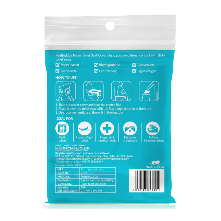 Pee Buddy Disposable Toilet Seat Covers - 20 Sheets