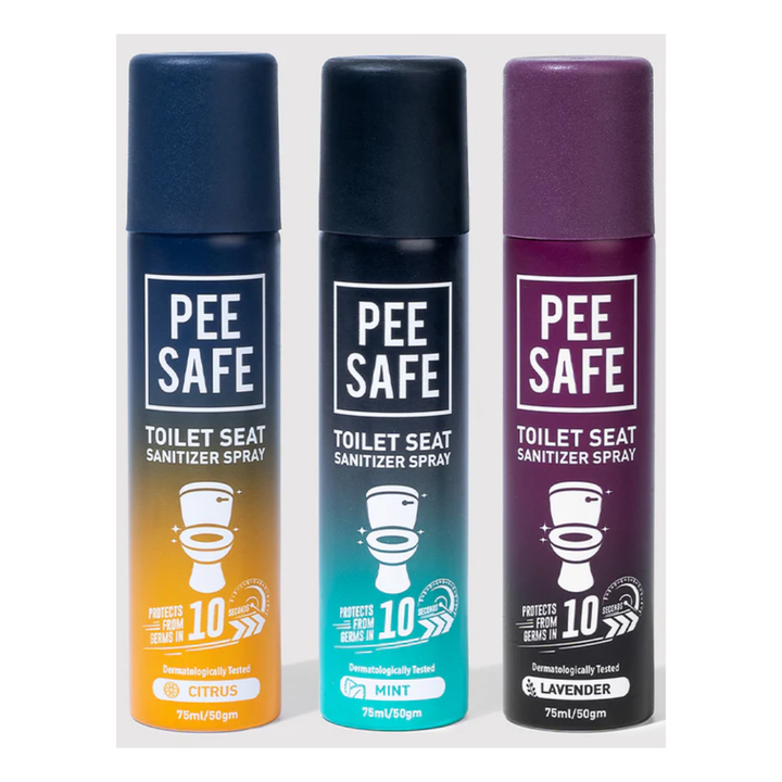 Pee Safe Toilet Seat Sanitizer Spray 75 ml (Mint, Lavender, Citrus, Pack of 3)