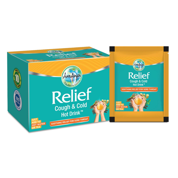 Amrutanjan Relief Cough and Cold Hot Drink - Pack of 20 Sachets