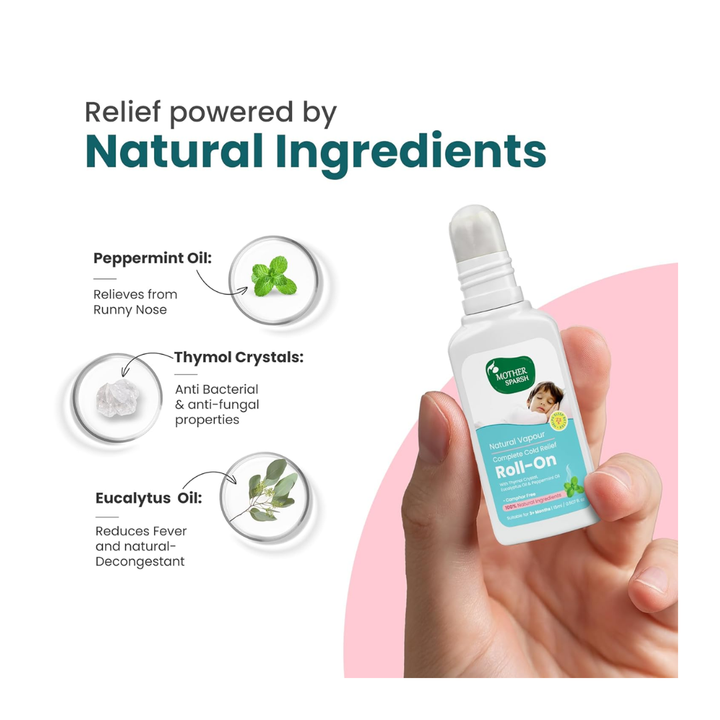 Mother Sparsh Natural Vapour Complete Cold Relief Roll-On for Babies - 15ml