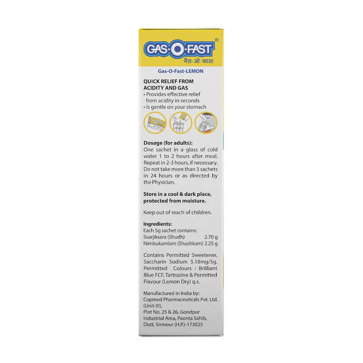 Gas-o-fast ayurvedic antacid - Lemon flavour (6 sachets, 5 g each)
