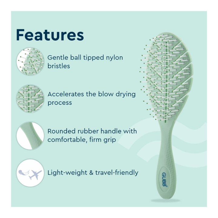 GUBB French Hues vent leaf brush Vent Hair Brush for Styling, Detangling and Grooming