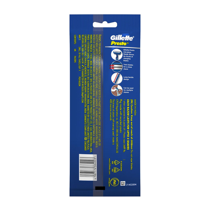 Gillette Presto Shaving Razor (Pack of 5)