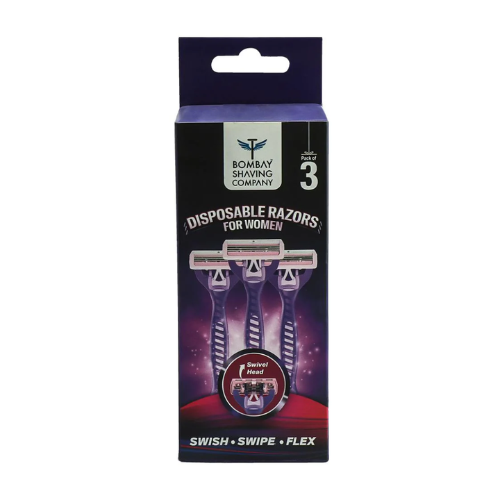 Bombay Shaving Company Swish Swipe Flex Disposable Razors for Women (Pack of 3)