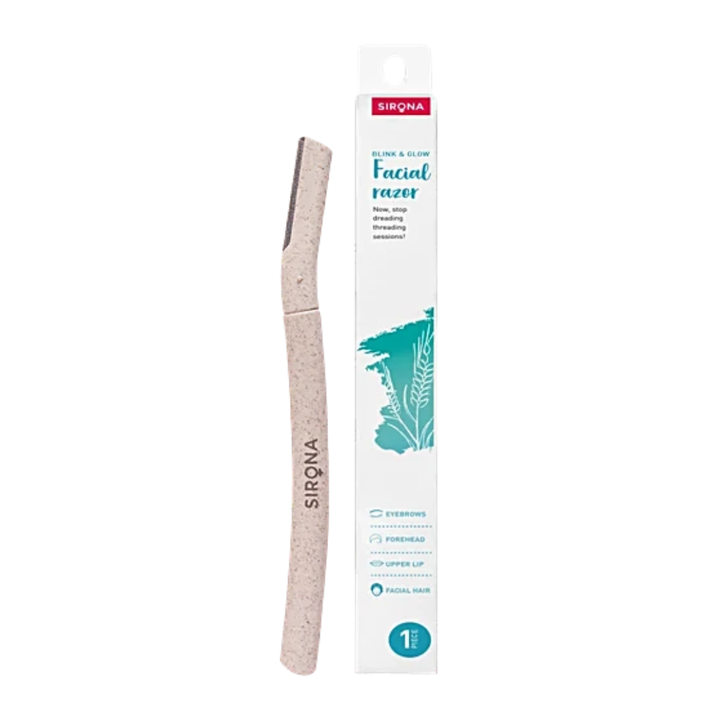 SIRONA Blink and Glow Eyebrow & Face Razor for Painfree Facial Hair Removal, 1 pc