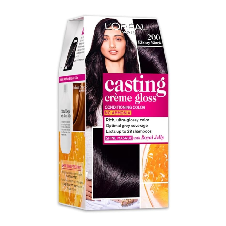 L'ORÉAL Casting Creme Gloss Hair Color - 200 Ebony Black (87.5g+72ml)