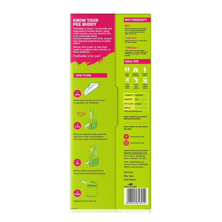 PEE BUDDY 10 Funnels Disposable Female Urination Device for Women