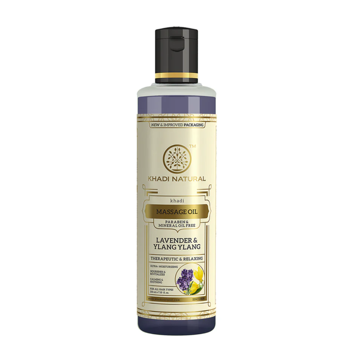 Khadi Natural Lavender & Ylang Ylang Massage Oil Paraben Mineral Oil Free - 210ml
