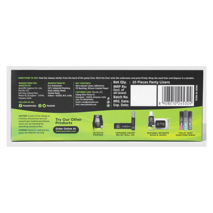 Pee Safe Aloe Vera Panty Liners (20 Liners)