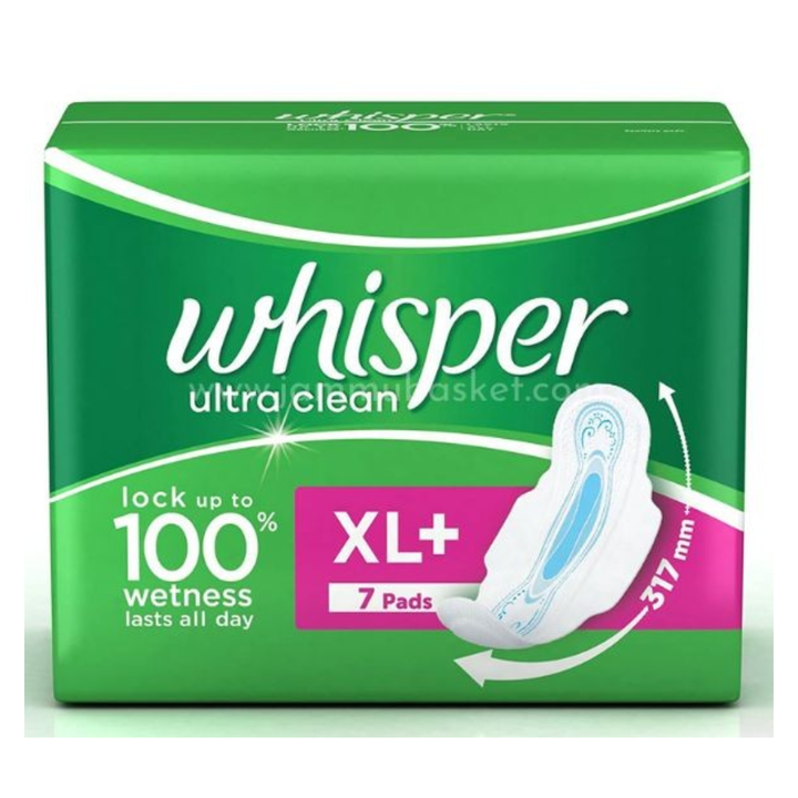 Whisper Ultra Clean Sanitary Napkin XL With Wings, 7 N