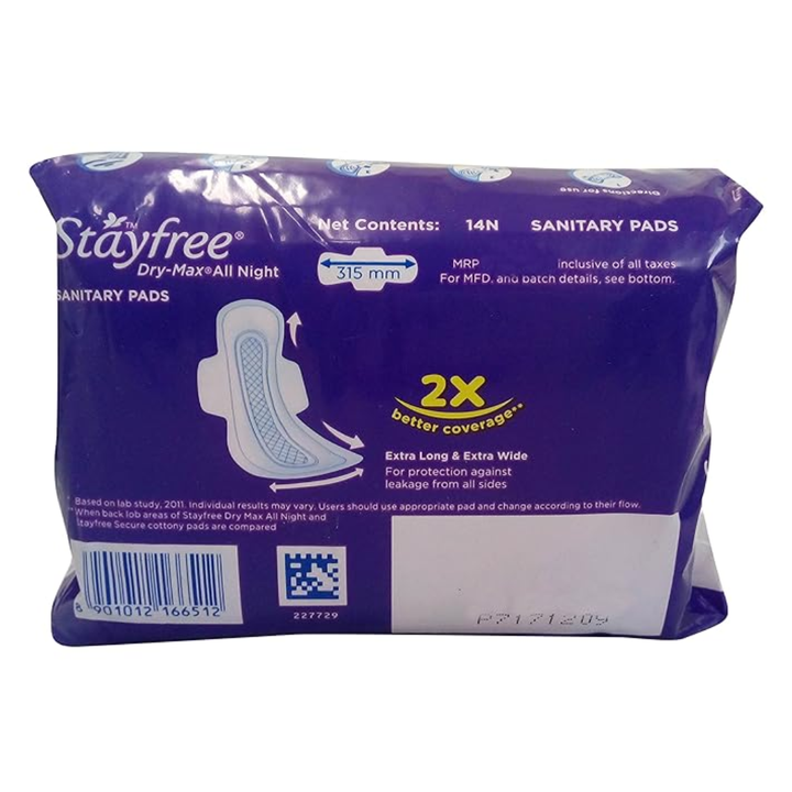 Stayfree Dry Max All Night Ultra Dry XL With Wings - 14 Pads