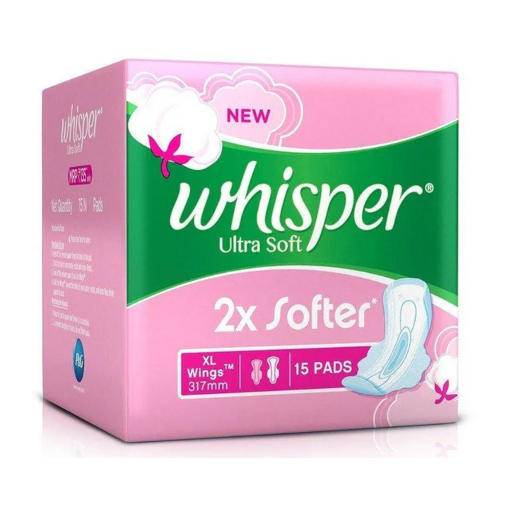 Whisper Sanitary Pads - Ultra Soft XL+ Wings 15 Pads