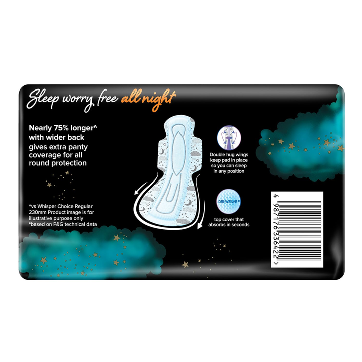 Whisper Bindazzz Nights Sanitary Pads XXXL, 10 Count