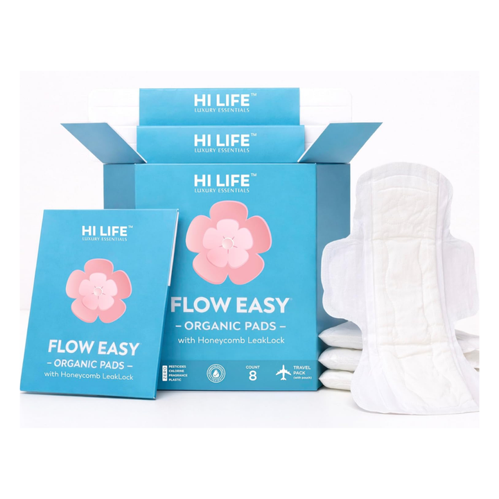 Hi Life Flow Easy Organic Period Pads (With Pouch) - 8pads
