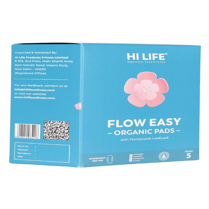 Hi Life FLOW EASY Night Pads for Heavy & Overnight Flow – 5 Pack