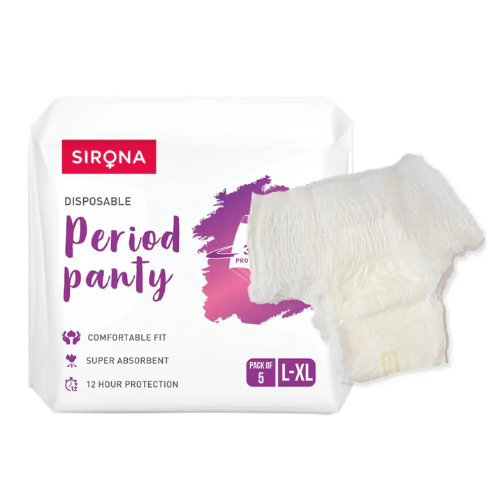Sirona Disposable Period Panty for 360 Degree Protection (L-XL Size) - 5 Panties