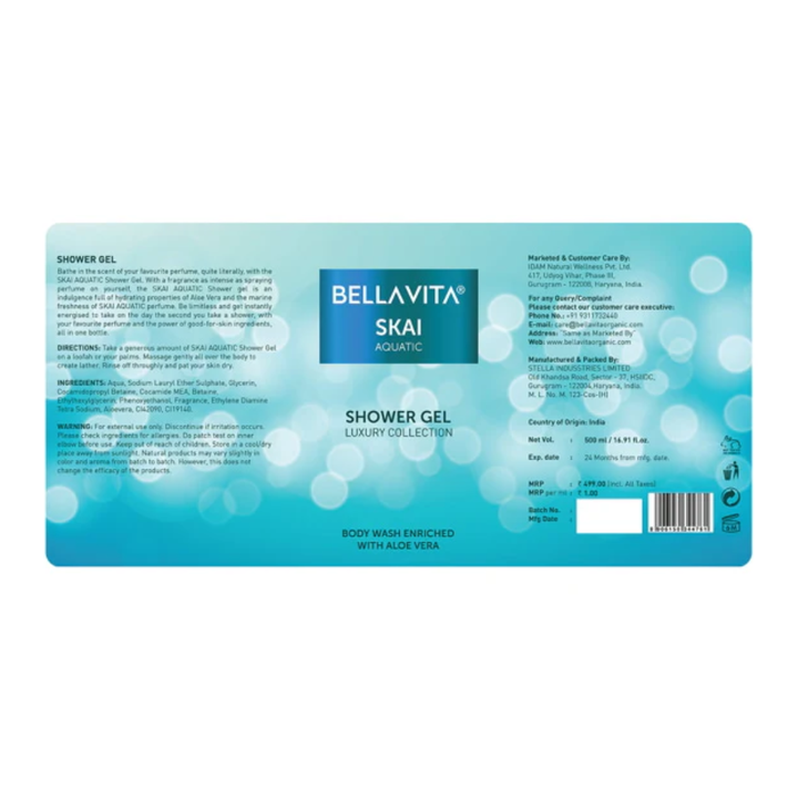 Bella Vita Skai Aquatic Shower Gel - 500ml