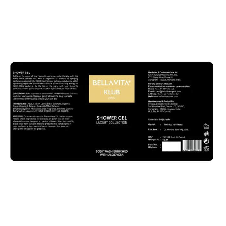 Bella Vita Klub Man Shower Gel - 500ml