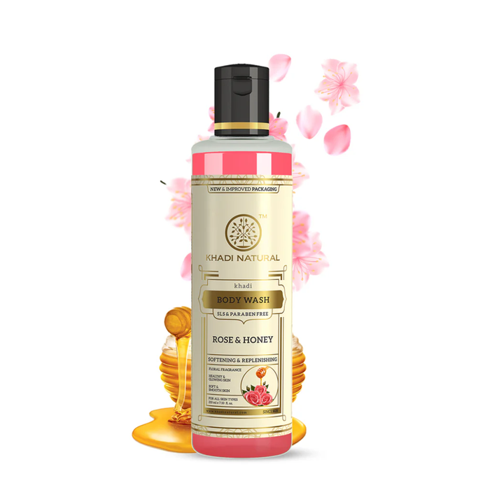 Khadi Natural Rose & Honey Body Wash SLS & Paraben Free - 210ml
