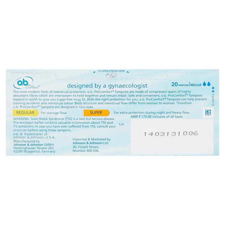 O.b. ProComfort Tampons - Regular (Average Flow, 20 Piece)