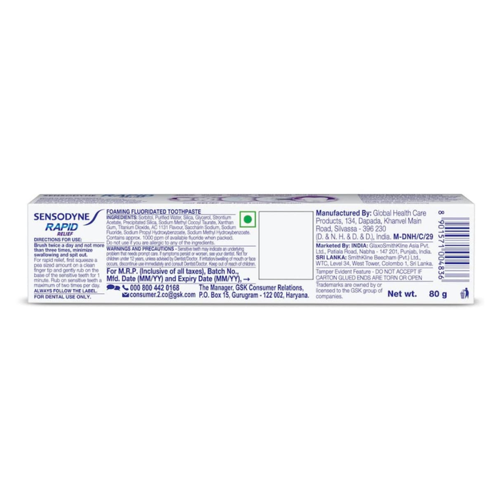 Sensodyne Rapid Relief Toothpaste – 80 g