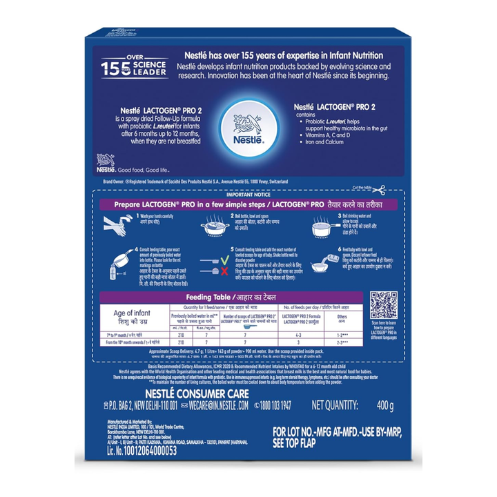 Lactogen Pro 2 Powder, Follow-Up Formula -400gm