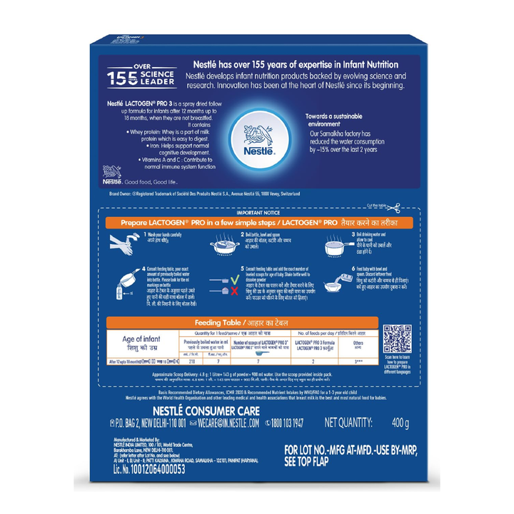 Lactogen Pro 3 Follow-Up Formula -400gm