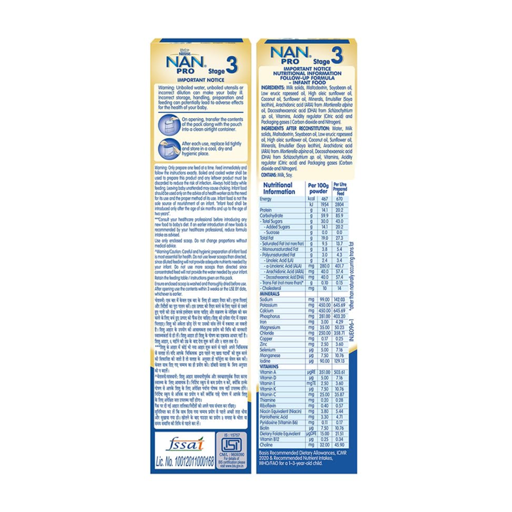 Nestlé NAN PRO 3 Follow-Up Formula-Powder - 400gm