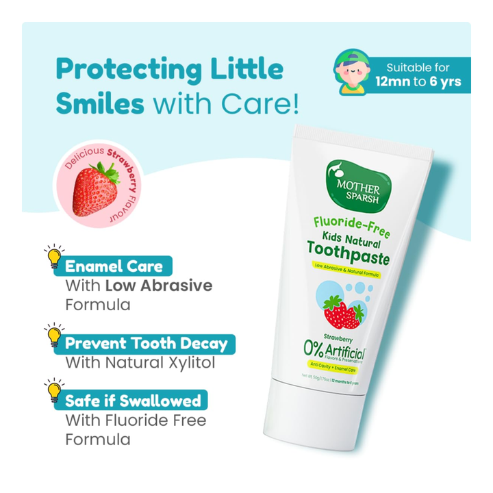 Mother Sparsh Natural Toothpaste for Kids, Strawberry - 50gm