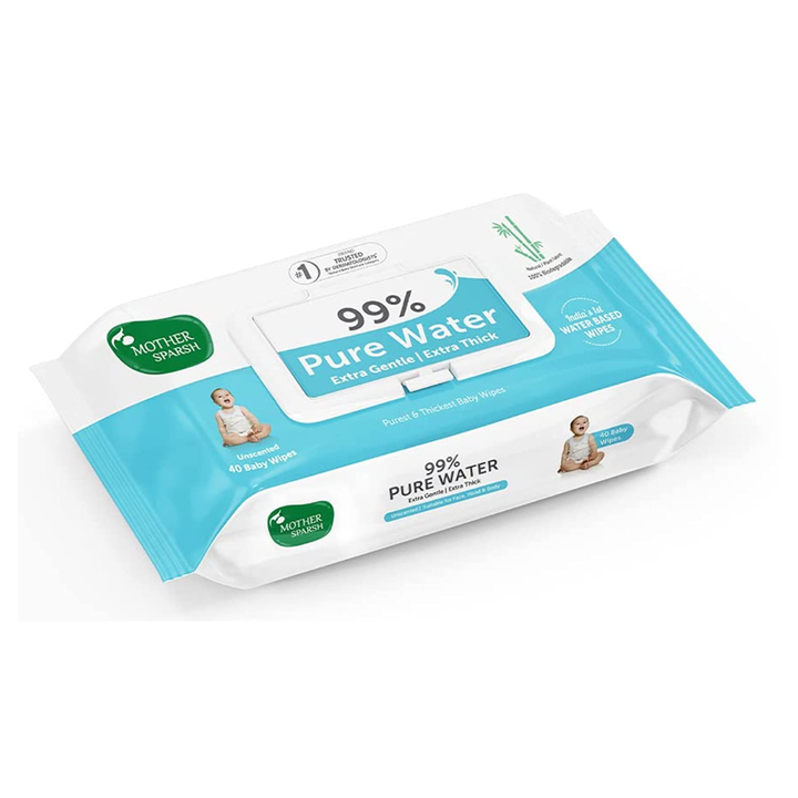 Mother Sparsh 99% Pure Water Baby Wipes (40 Unscented Wipes)