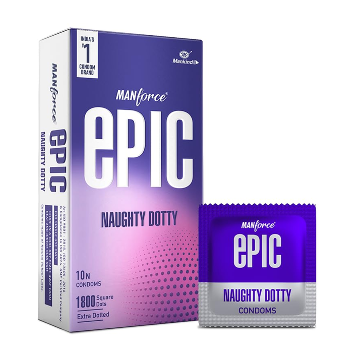 Manforce Epic Naughty Dotty Premium Condoms - 10 Sheets