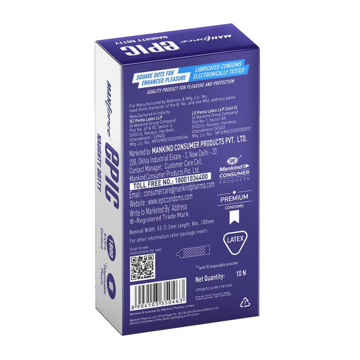 Manforce Epic Naughty Dotty Premium Condoms - 10 Sheets
