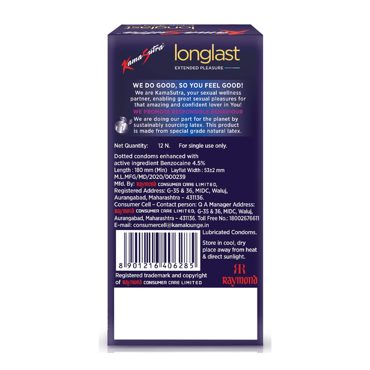 Kamasutra Longlast Condoms - 12 Sheets