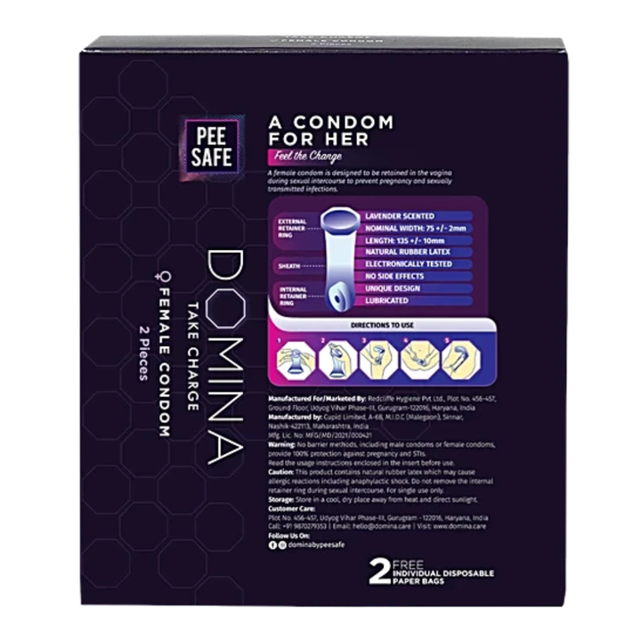 Pee Safe Domina Take Charge Female Condom - 2 Count