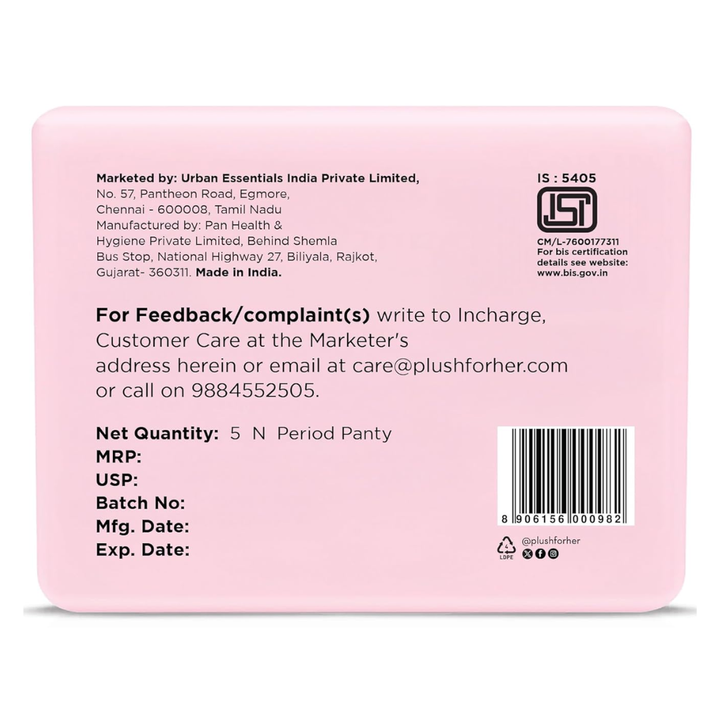 Plush Period Panty Comfort High Waist L-XL, 5 Panty