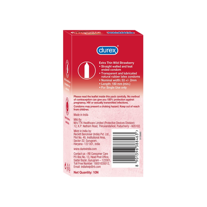 Durex Extra Thin Wild Strawberry - 10 Condoms