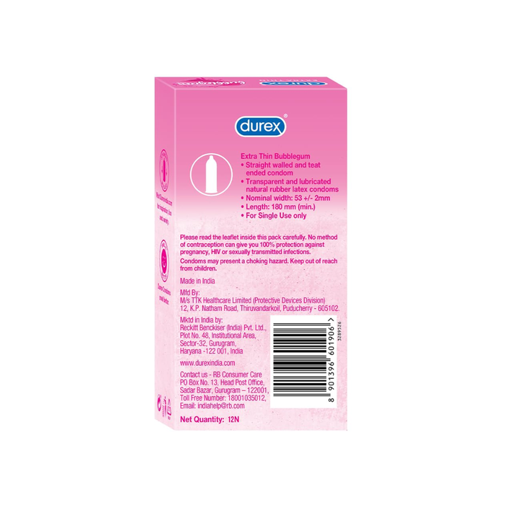Durex Extra Thin Intense Bubblegum - 10 Condoms